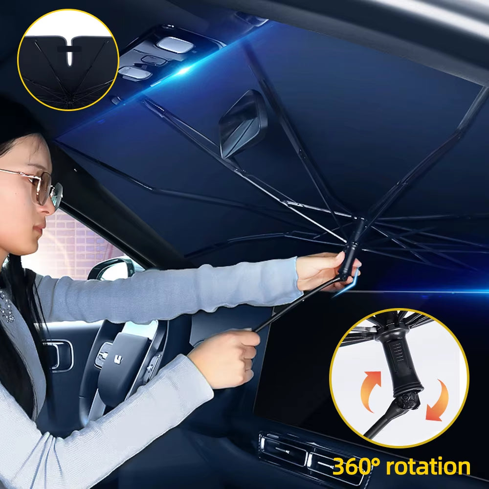 Products​SunShield 360 – Rotatable Umbrella-Style Car Windshield Sunshade with UV & Heat Protection -Smartshelf Sales Smartshelf Sales
