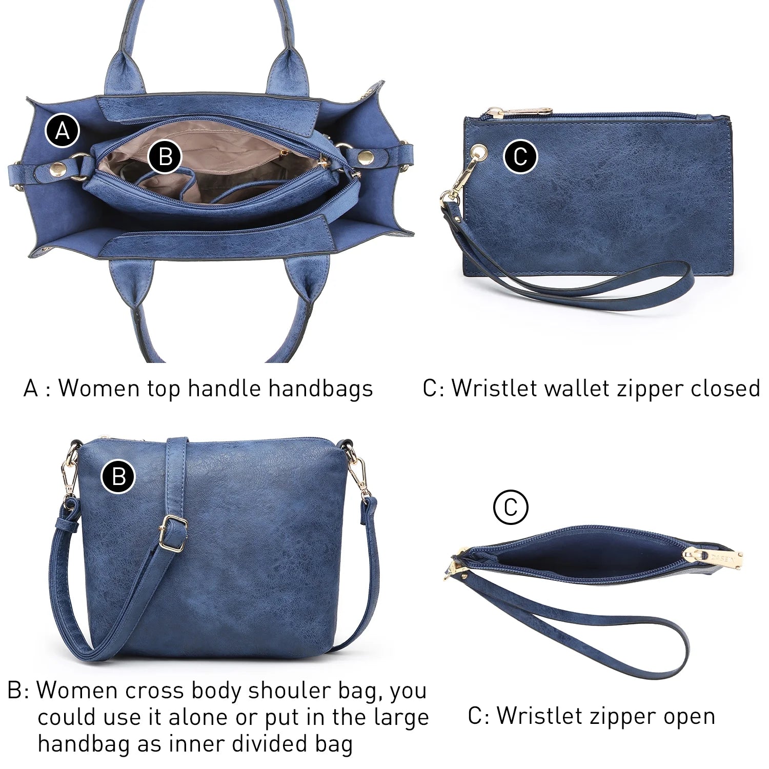 Womens 3 Piece Handbag Set – Stylish & Versatile