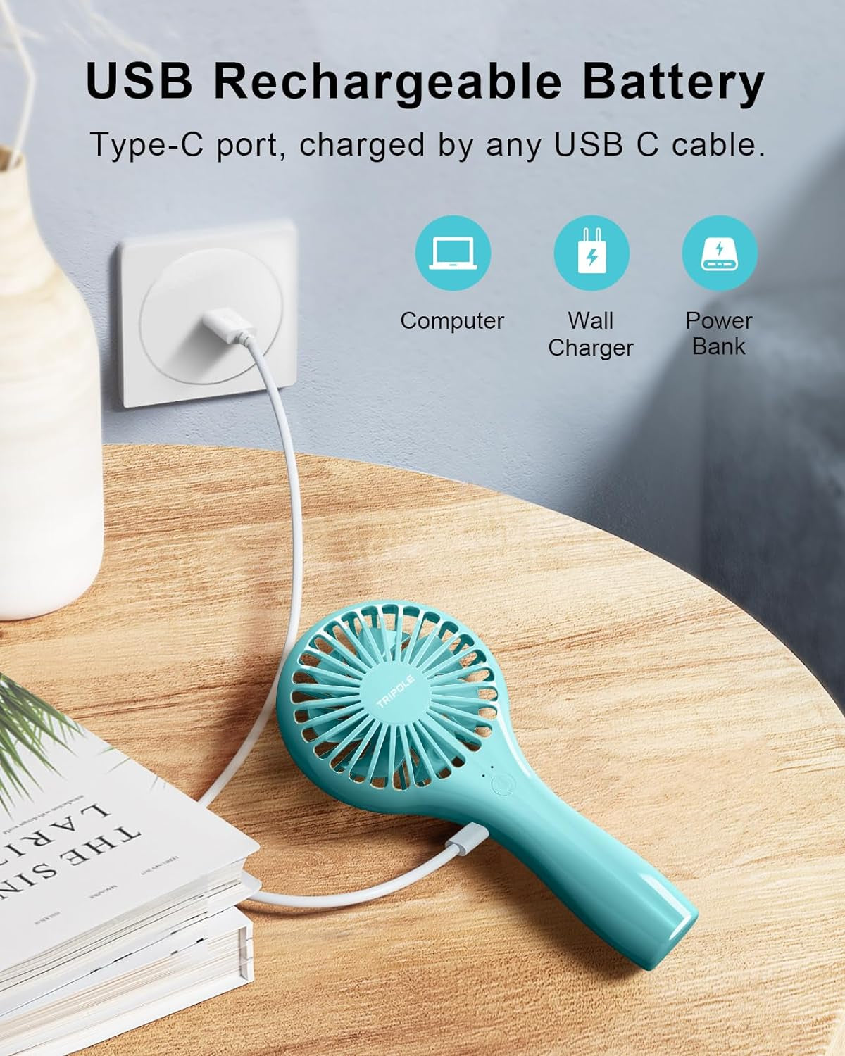 Mini Handheld Fan USB Rechargeable Portable Adjustable