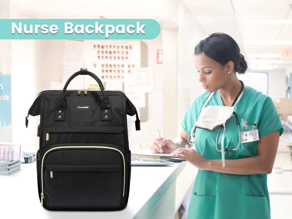 Laptop Backpack Women 15.6 Work Nurse Bag Black