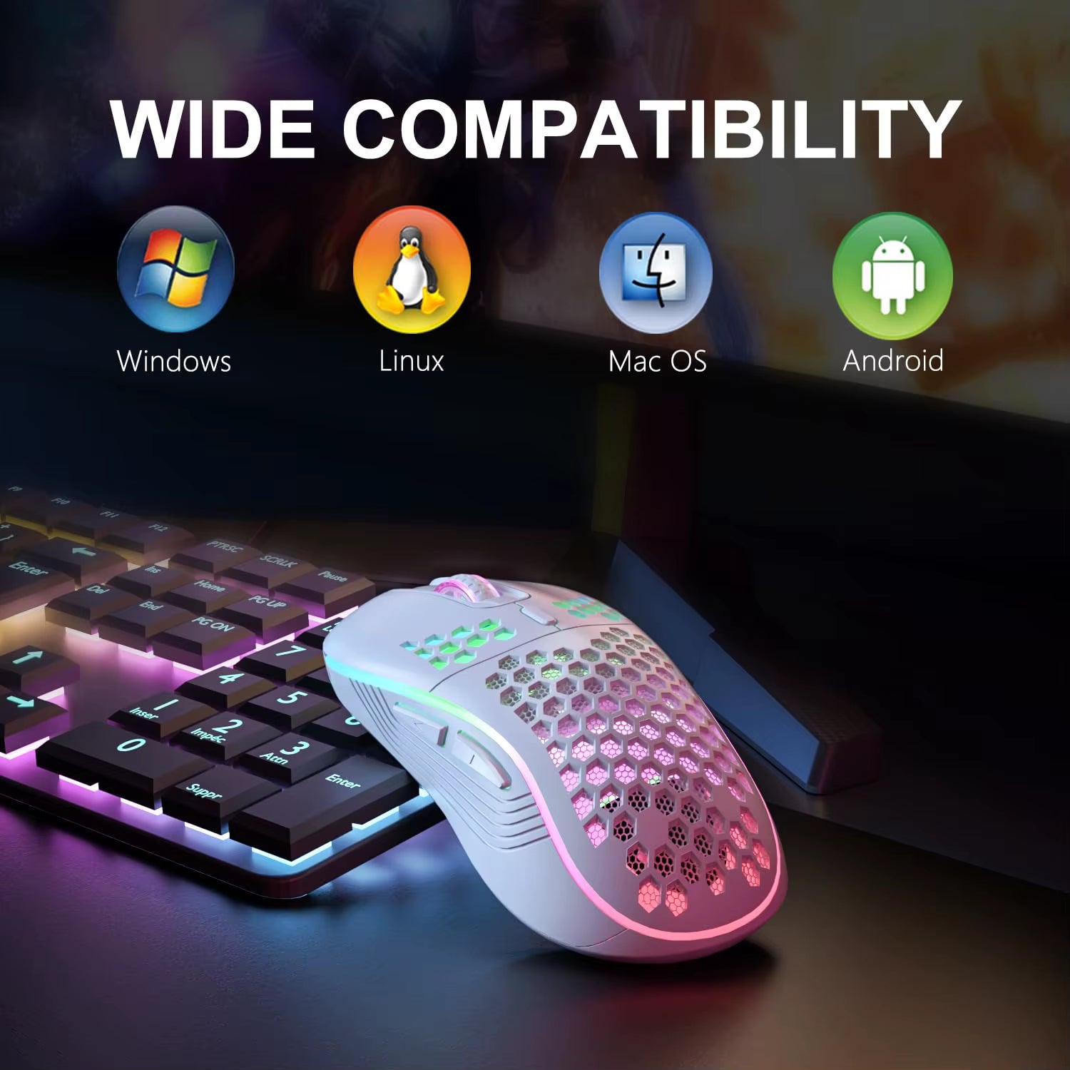 Products​2.4G Wireless Mouse with RGB Backlit 6-Button 3-Speed DPI Type C Rechargeable Ergonomic Honeycomb Design Gaming Mouse -Smartshelf Sales Smartshelf Sales