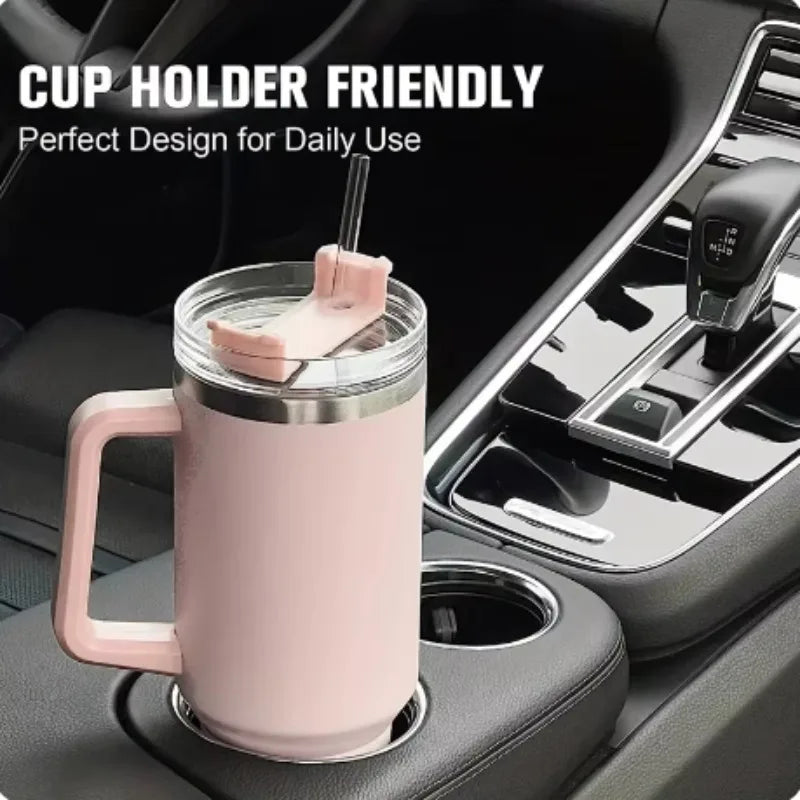 Products​40Oz Insulated Tumbler with Handle Straw Stainless Steel Water Bottle Vacuum Water Cold Warm Thermos Cup Coffee Mug Drinkware -Smartshelf Sales Smartshelf Sales
