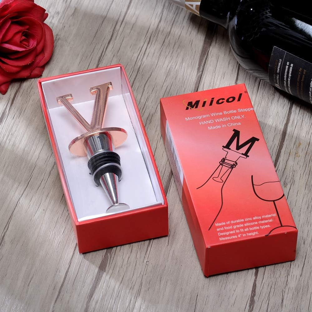 Products​Wine and Beverage Bottle Stopper with Rose Gold Finish-Perfect Presents/Gift Idea for Valentines Day, Mothers Day, Fathers Day, Thanksgiving Day,E-Initial (Letter E) -Smartshelf Sales Smartshelf Sales