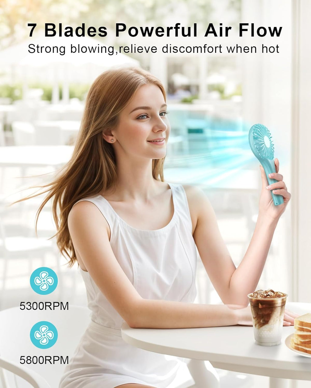 Mini Handheld Fan USB Rechargeable Portable Adjustable