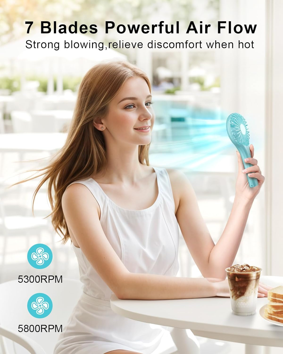 Mini Handheld Fan USB Rechargeable Portable Adjustable