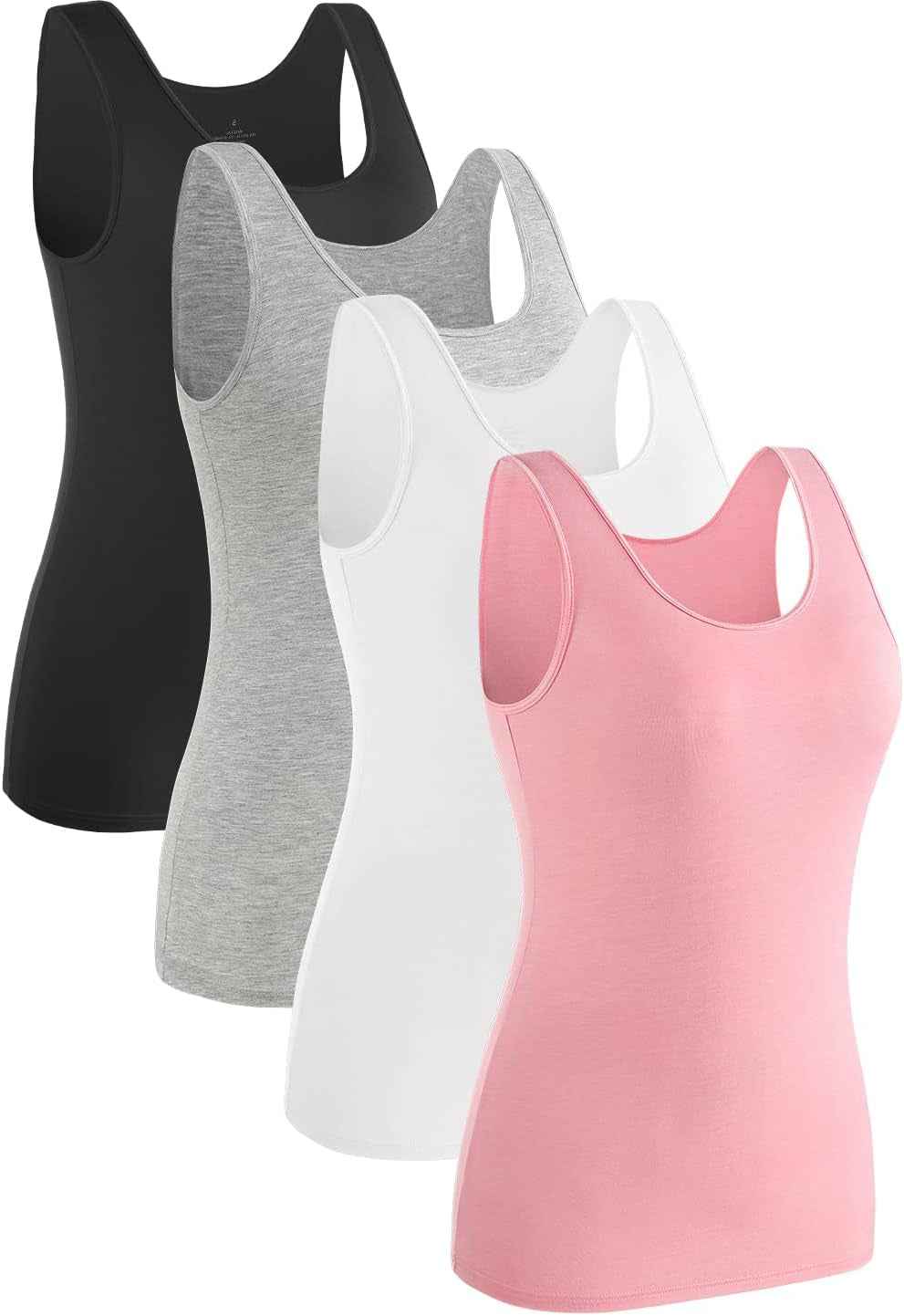 4 Piece Women Tank Tops Basic Sleeveless Undershirt Layering Tanks