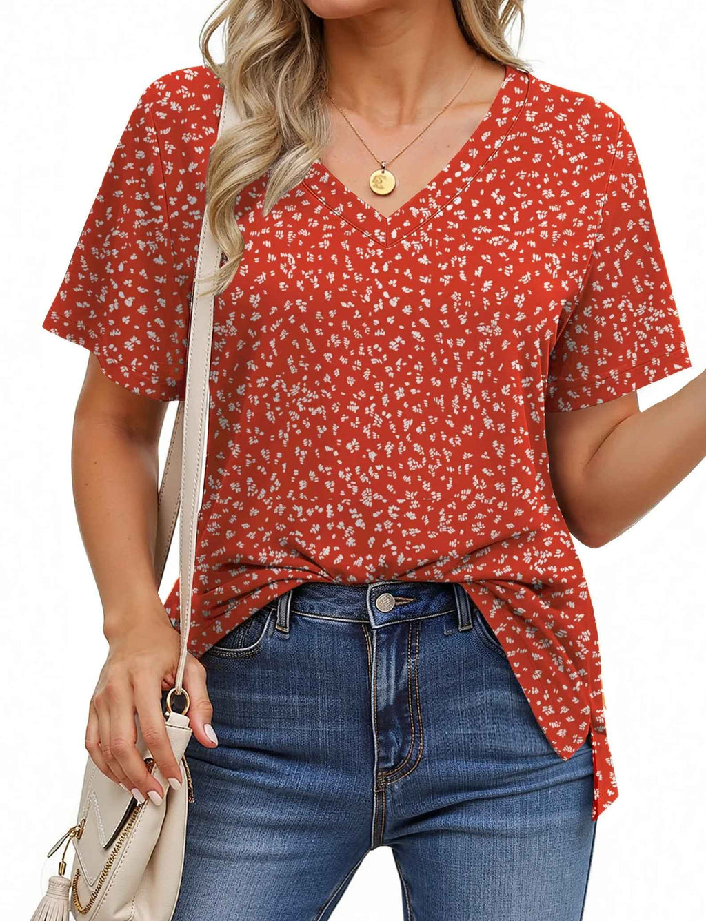 Camisetas Con Cuello En V Para Mujer, Blusas Florales De Verano, Camisetas De Manga Corta, Túnicas Casuales
