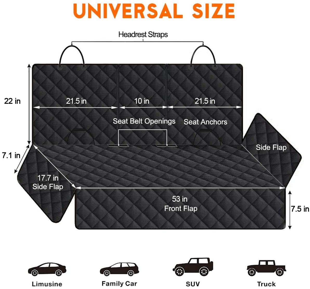 Products​Dog Car Seat Cover, Back Seat Cover for Dogs Pet Car Seat Protector Waterproof Bench Car Seat Cover, Non-Slip Reat Seat Cover Fits Middle Armrest for Most Cars Trucks Suvs - Black -Smartshelf Sales Smartshelf Sales