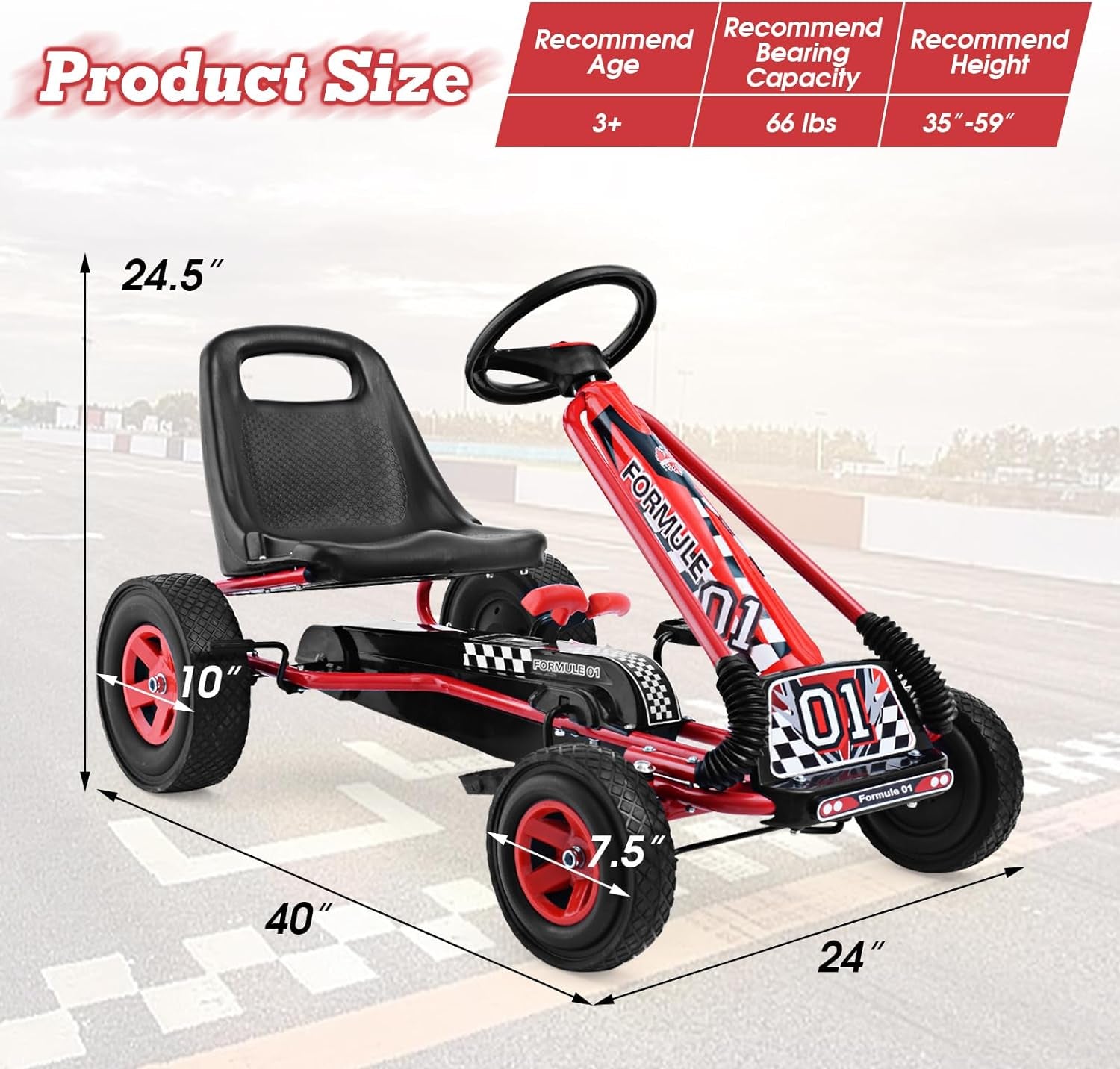 Go Kart for Kids Off-Road Pedal Cart with Steering