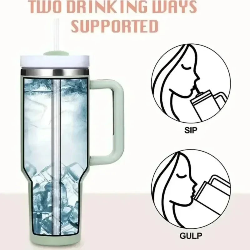 Products​40Oz Insulated Tumbler with Handle Straw Stainless Steel Water Bottle Vacuum Water Cold Warm Thermos Cup Coffee Mug Drinkware -Smartshelf Sales Smartshelf Sales