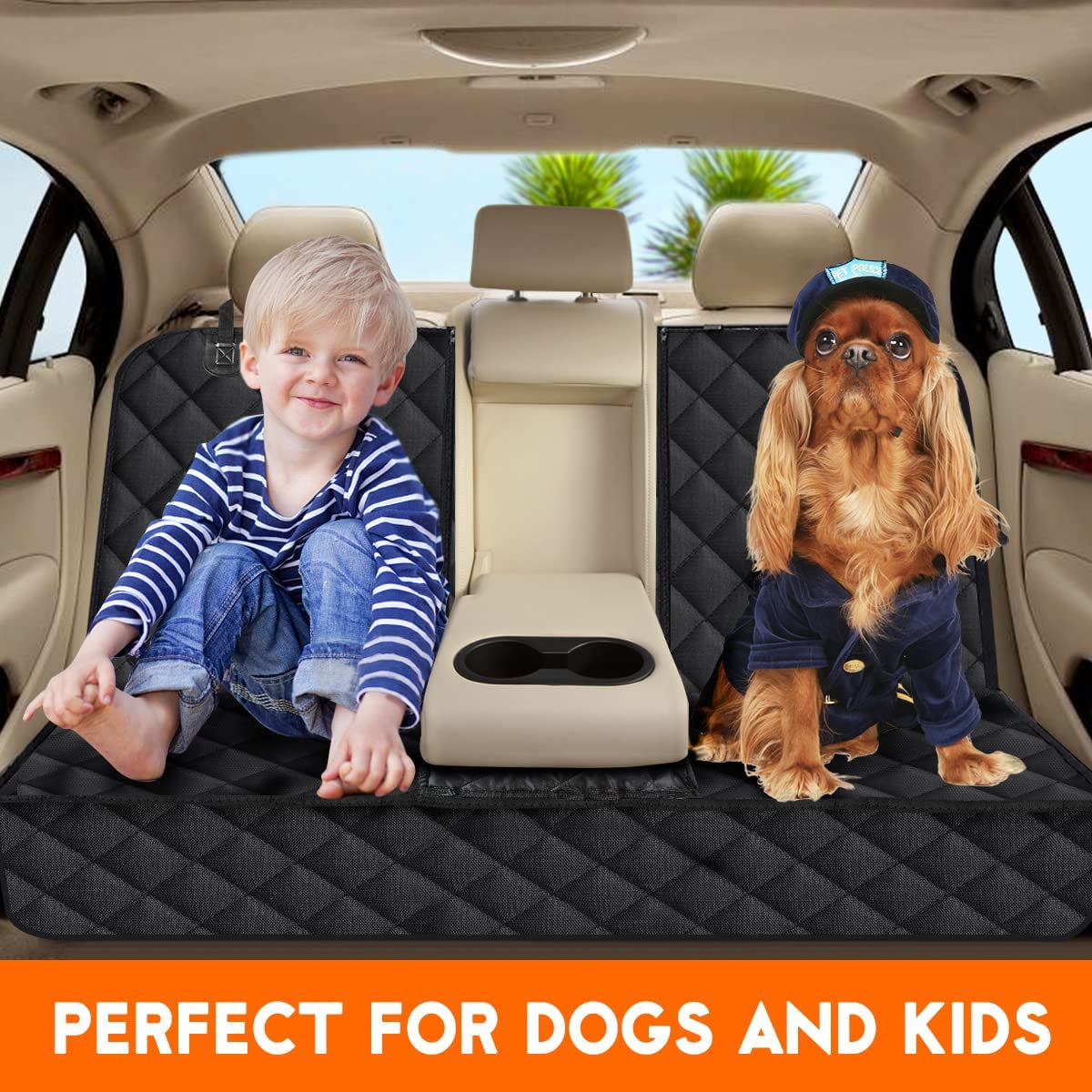 Products​Dog Car Seat Cover, Back Seat Cover for Dogs Pet Car Seat Protector Waterproof Bench Car Seat Cover, Non-Slip Reat Seat Cover Fits Middle Armrest for Most Cars Trucks Suvs - Black -Smartshelf Sales Smartshelf Sales