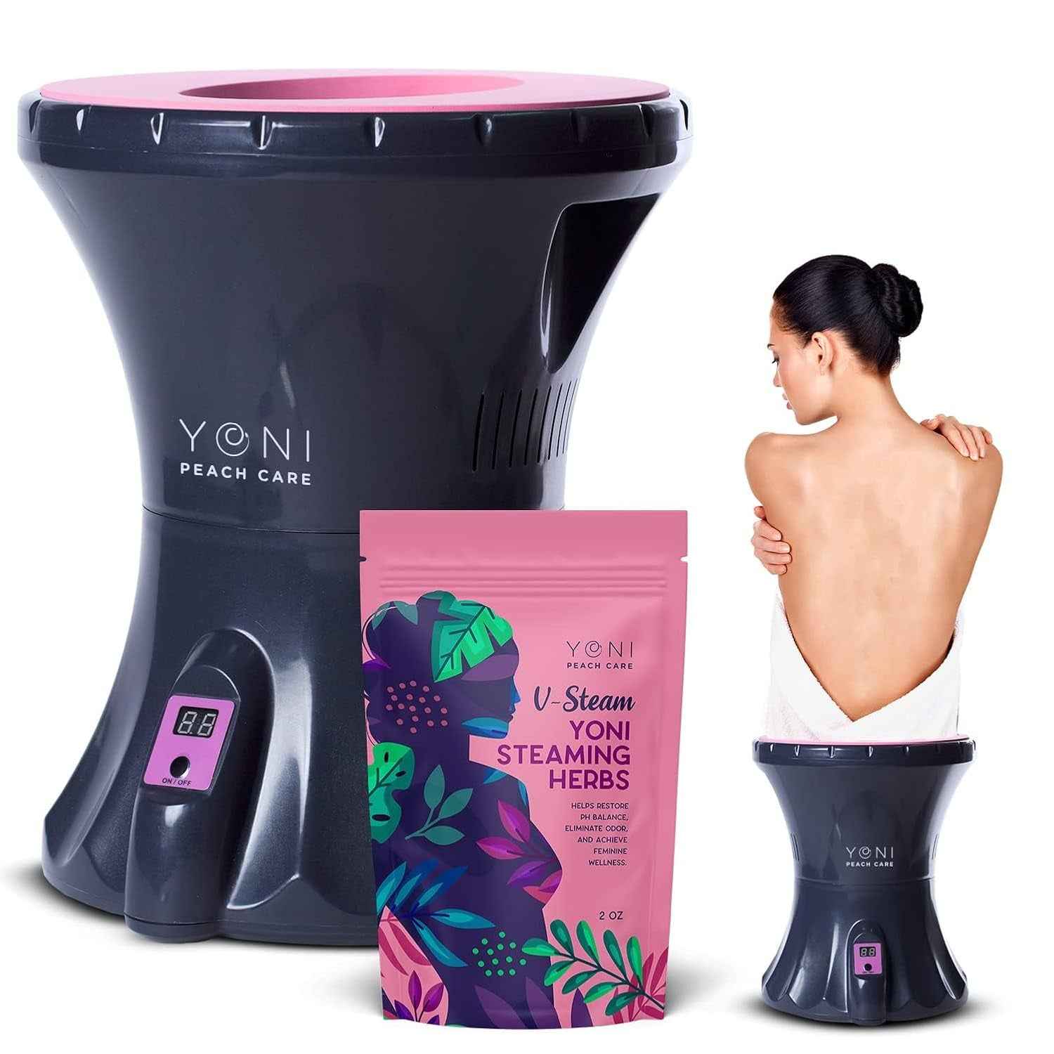 Electric Steaming Seat for Women with Steaming Herbs - Supports Healthy Ph Balance, Menstrual Support, Postpartum Care, Cleanse Vaginal Odor and Dryness - Feminine Care Product