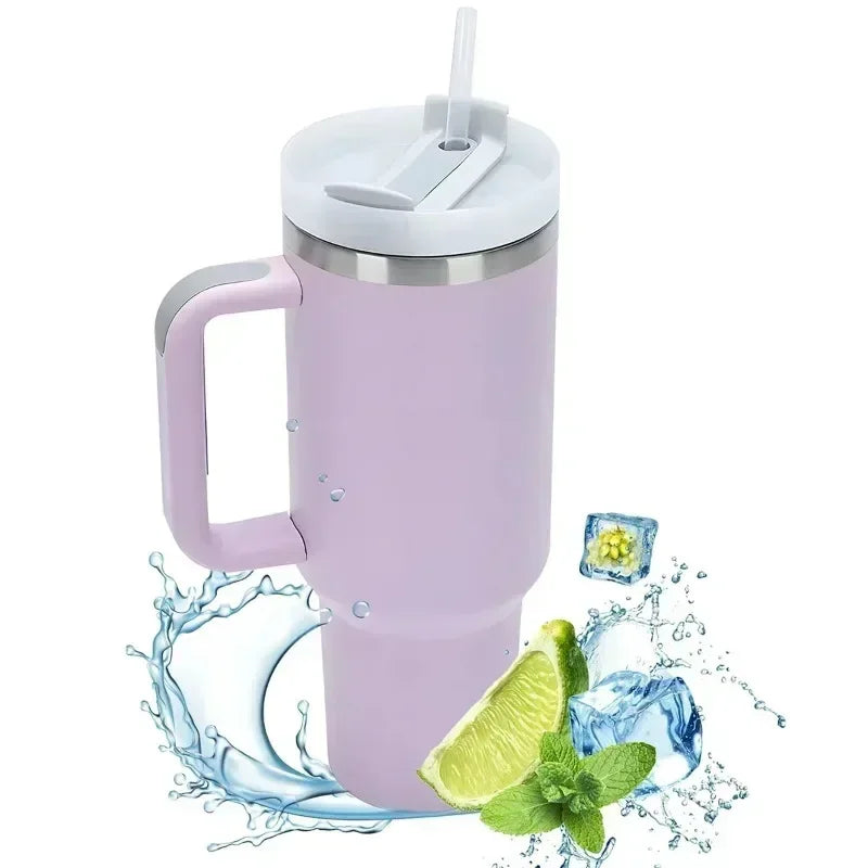 Products​40Oz Insulated Tumbler with Handle Straw Stainless Steel Water Bottle Vacuum Water Cold Warm Thermos Cup Coffee Mug Drinkware -Smartshelf Sales Smartshelf Sales