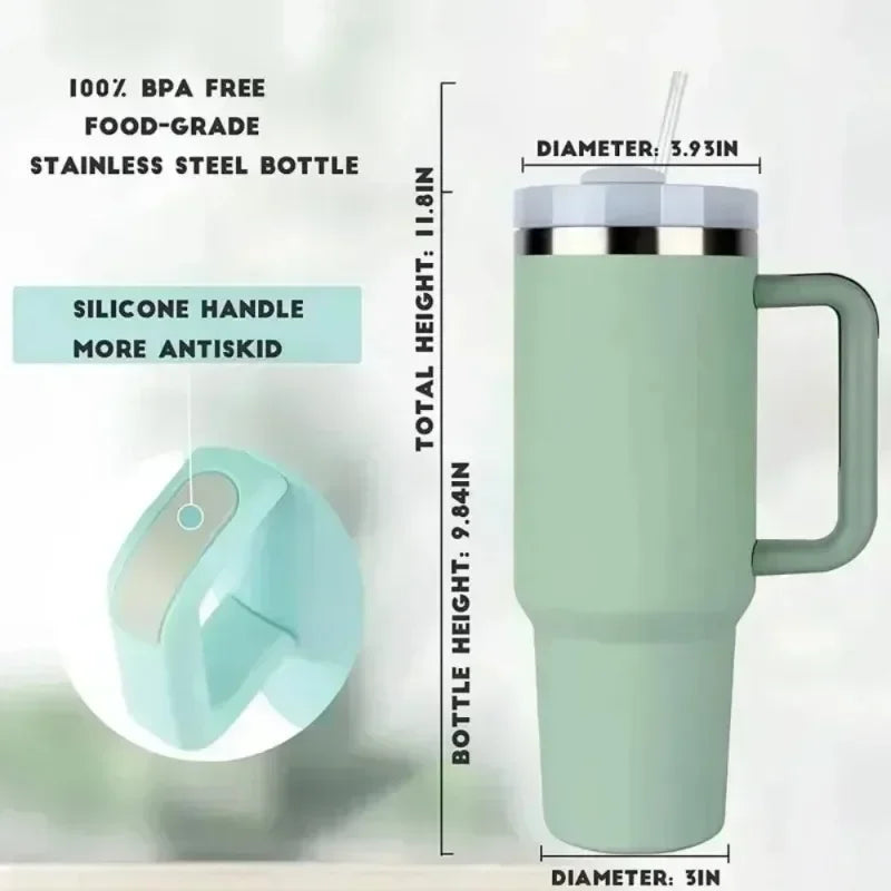 Products​40Oz Insulated Tumbler with Handle Straw Stainless Steel Water Bottle Vacuum Water Cold Warm Thermos Cup Coffee Mug Drinkware -Smartshelf Sales Smartshelf Sales