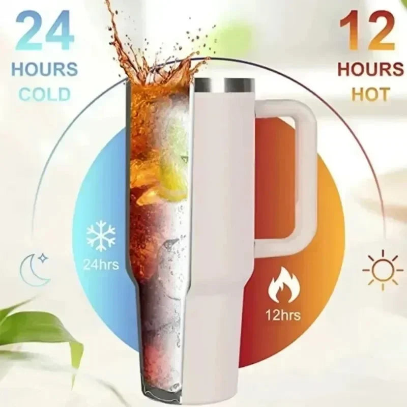 Products​40Oz Insulated Tumbler with Handle Straw Stainless Steel Water Bottle Vacuum Water Cold Warm Thermos Cup Coffee Mug Drinkware -Smartshelf Sales Smartshelf Sales