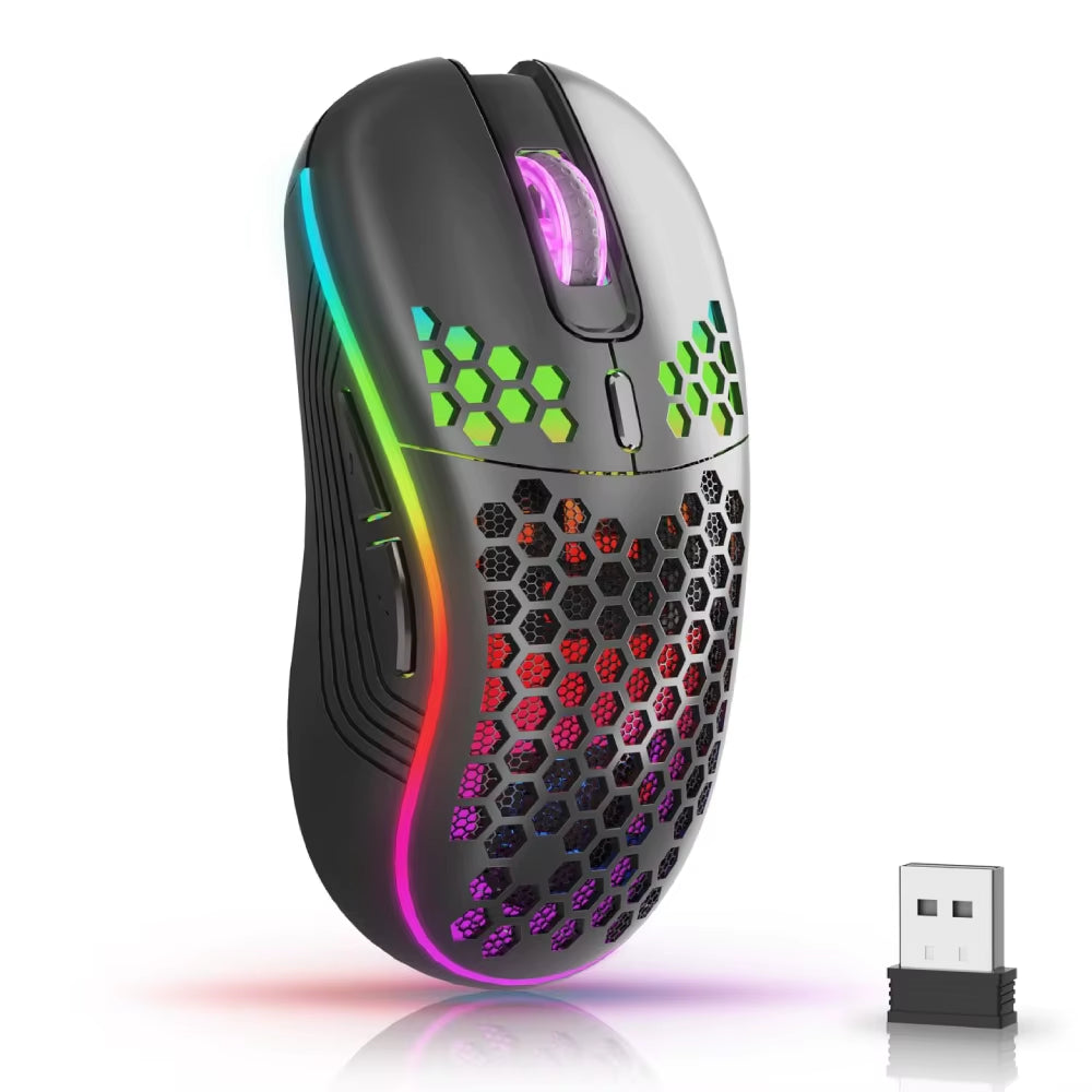 Products​2.4G Wireless Mouse with RGB Backlit 6-Button 3-Speed DPI Type C Rechargeable Ergonomic Honeycomb Design Gaming Mouse -Smartshelf Sales Smartshelf Sales