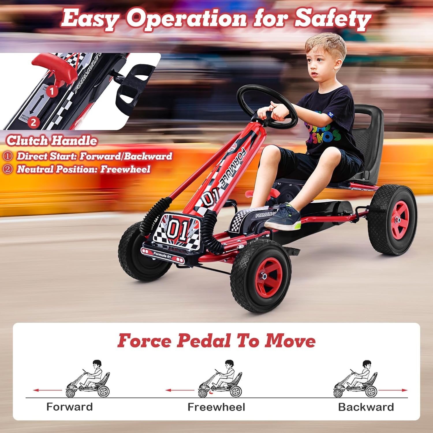 Go Kart for Kids Off-Road Pedal Cart with Steering