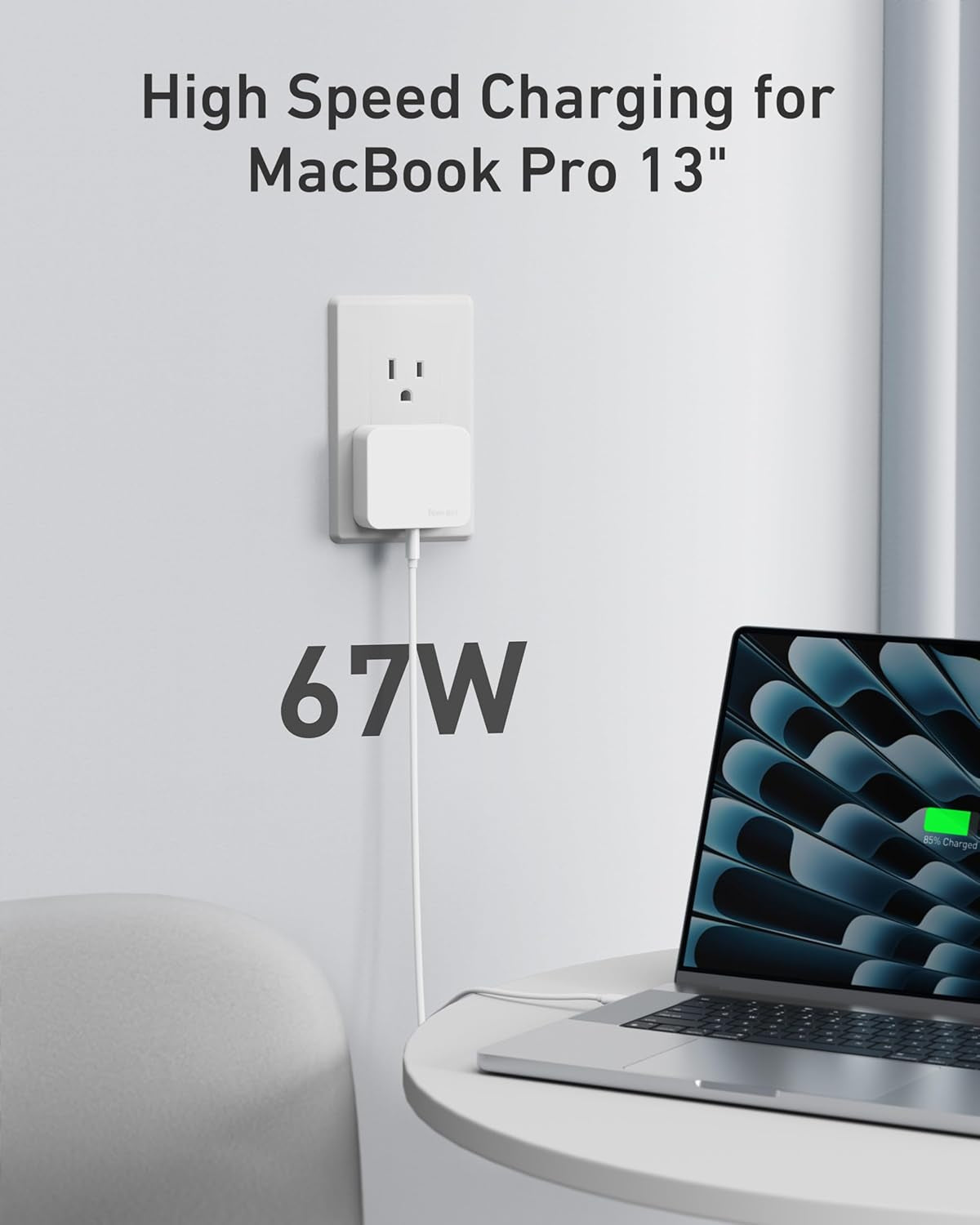 67W USB C Fast Charger, 3-Port GAN Wall Charger