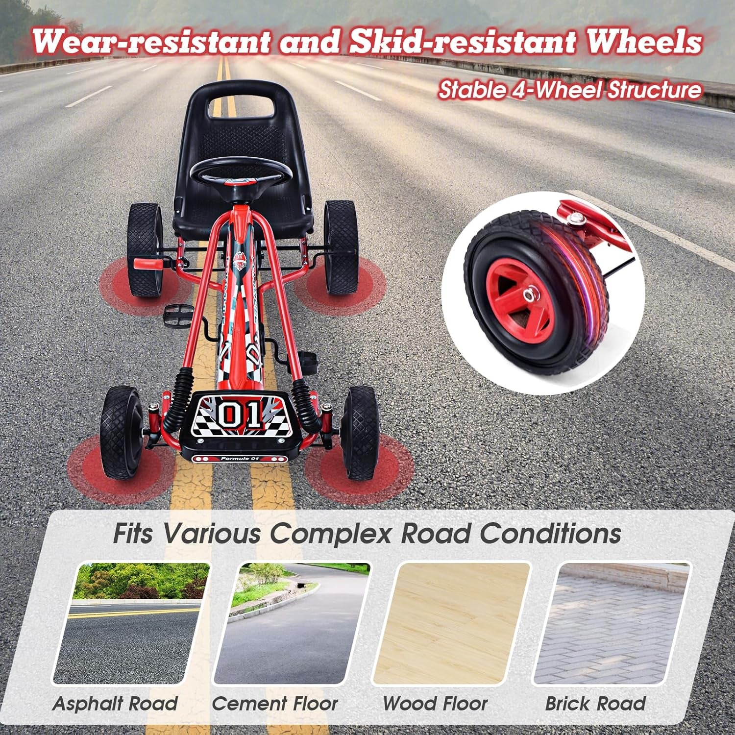Go Kart for Kids Off-Road Pedal Cart with Steering