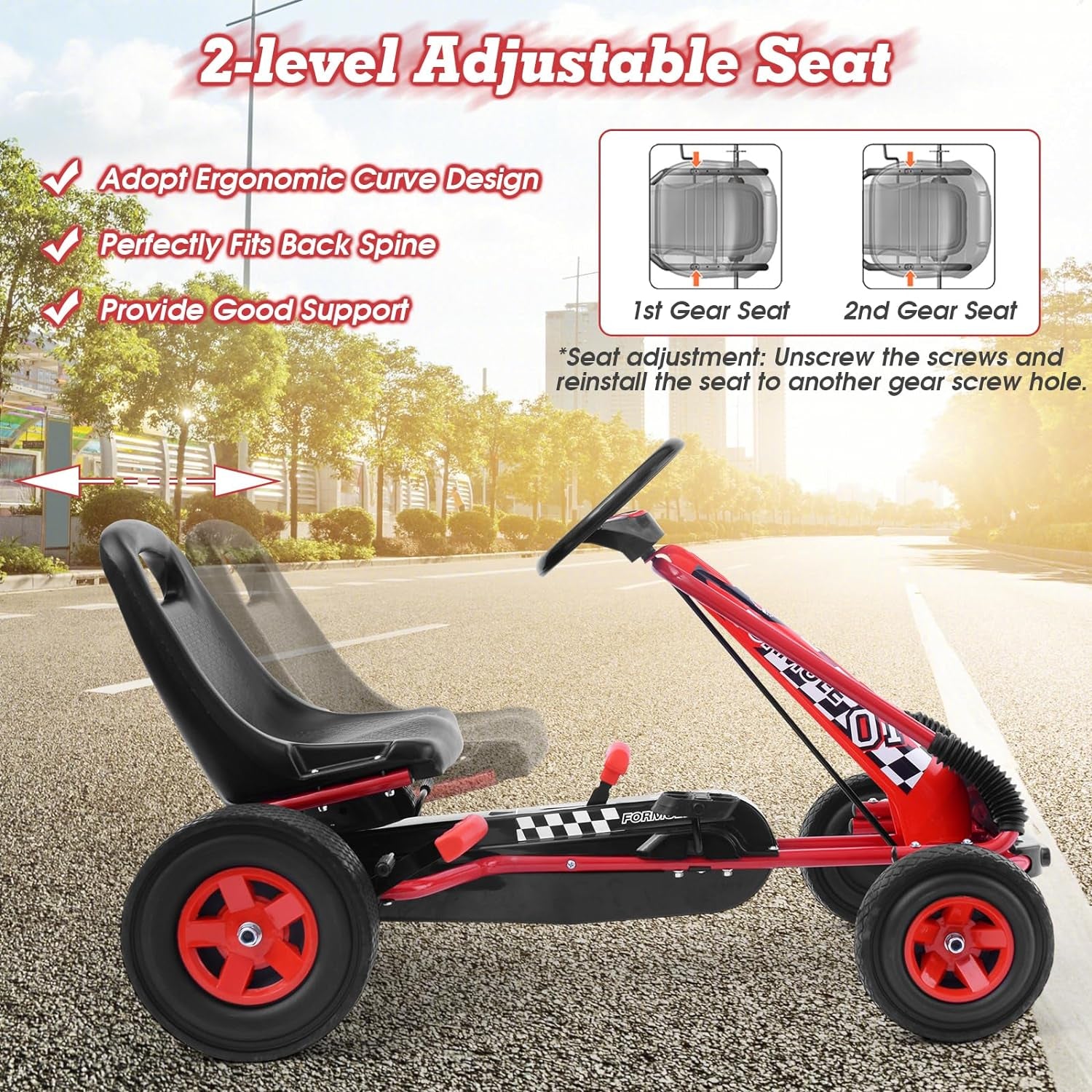 Go Kart for Kids Off-Road Pedal Cart with Steering