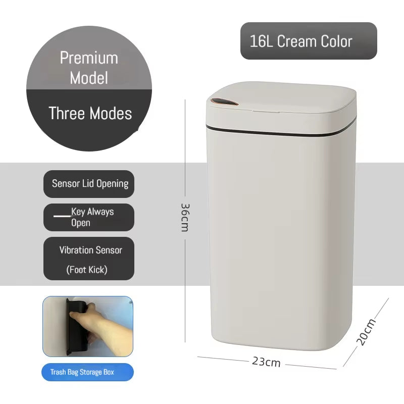 Products​16L Smart Bathroom Trash Can White Non-Contact Narrow Smart Sensor Trash Can Smart Home Automatic Bagging Electronic Trash Can -Smartshelf Sales Smartshelf Sales