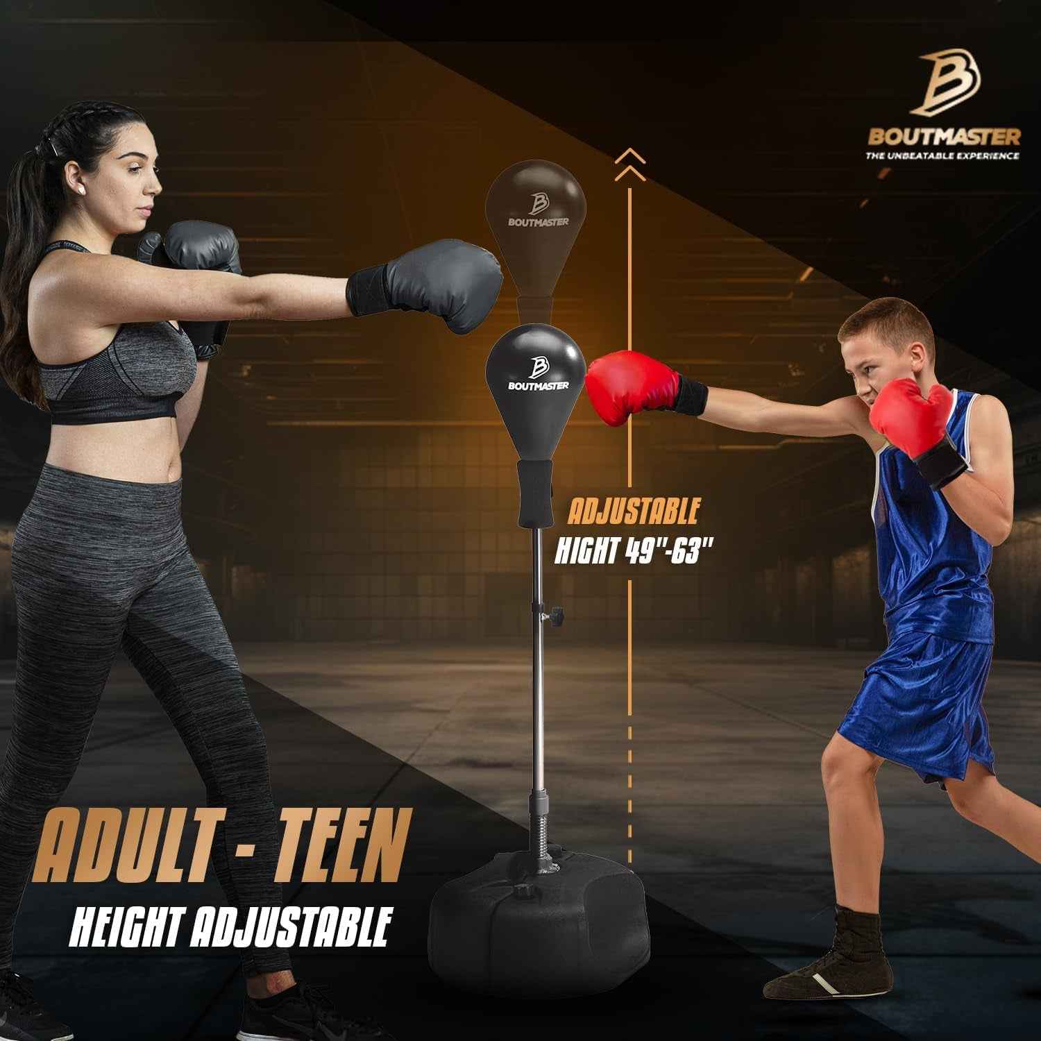 Techtools Punching Bag with Stand, Boxing Bag for Teens & Adults - Height Adjustable - Speed Bag for Training, Boxing Equipment, Stress Relief & Fitness