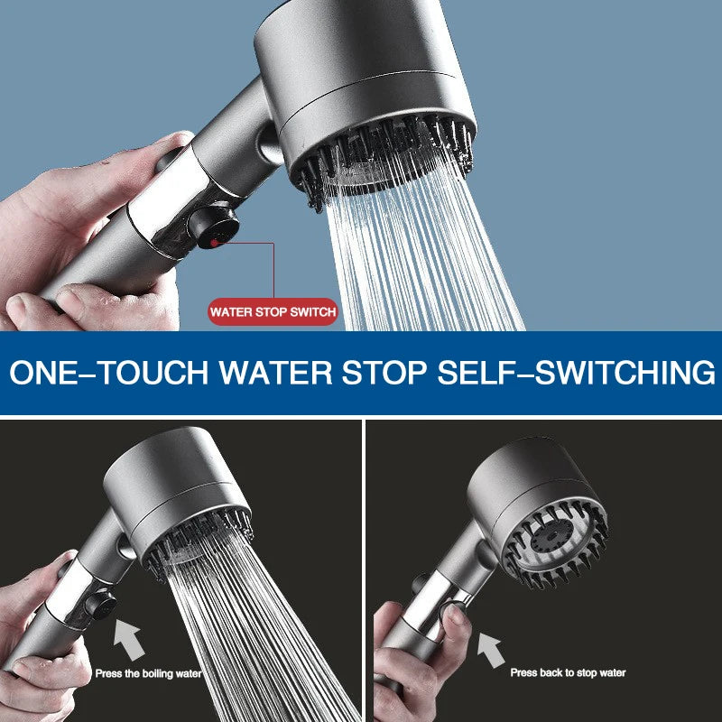 Products​PureFlow High-Pressure Shower Head – 3-Mode Adjustable Spray with Massage Brush Filter for Ultimate Bathroom Relaxation -Smartshelf Sales Smartshelf Sales
