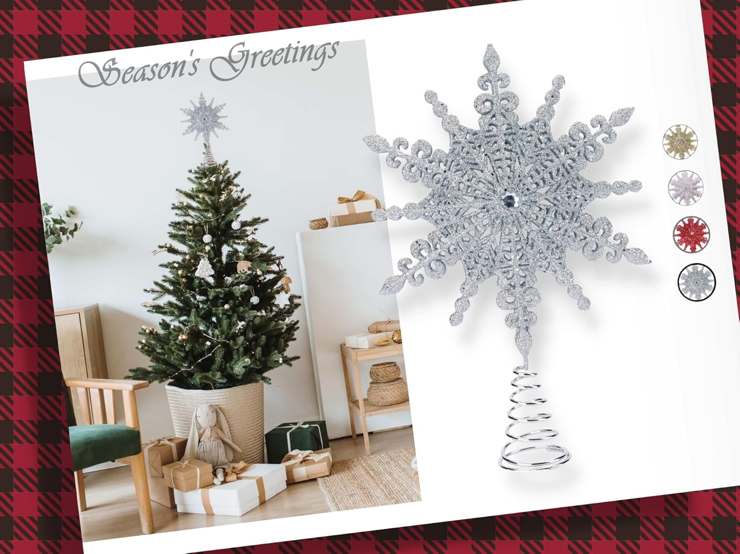 Products​8 Inch Silver Glittered Filigree Christmas Star Tree Topper Star/Home Décor Ornaments (Silver) -Smartshelf Sales Smartshelf Sales