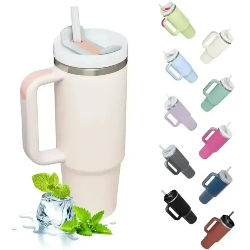 Products​40Oz Insulated Tumbler with Handle Straw Stainless Steel Water Bottle Vacuum Water Cold Warm Thermos Cup Coffee Mug Drinkware -Smartshelf Sales Smartshelf Sales