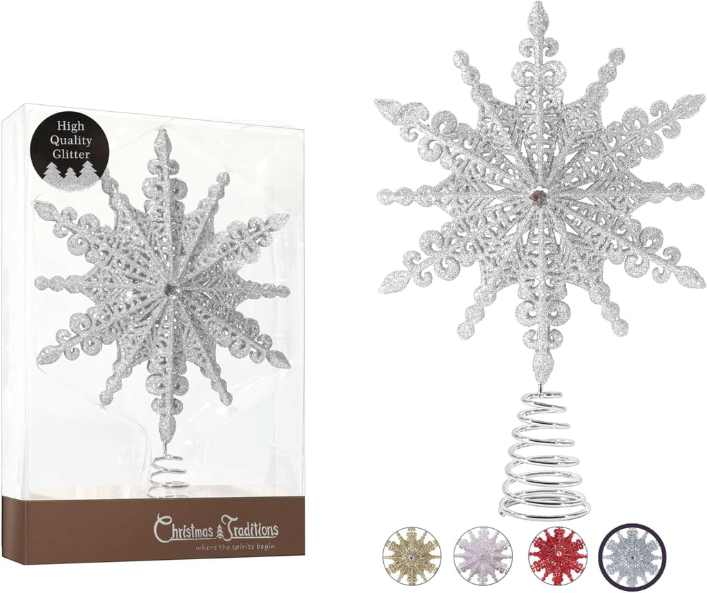 Products​8 Inch Silver Glittered Filigree Christmas Star Tree Topper Star/Home Décor Ornaments (Silver) -Smartshelf Sales Smartshelf Sales