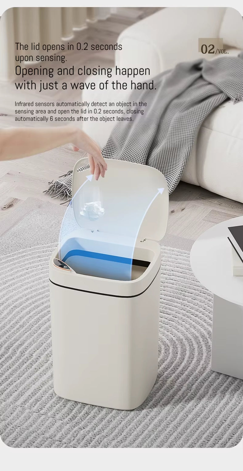 Products​16L Smart Bathroom Trash Can White Non-Contact Narrow Smart Sensor Trash Can Smart Home Automatic Bagging Electronic Trash Can -Smartshelf Sales Smartshelf Sales