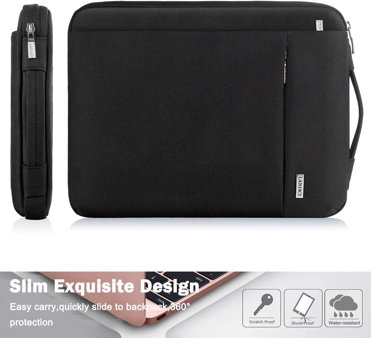 360 Shockproof 11.6in Sleeve in black with slim design for scratch and shock protection.