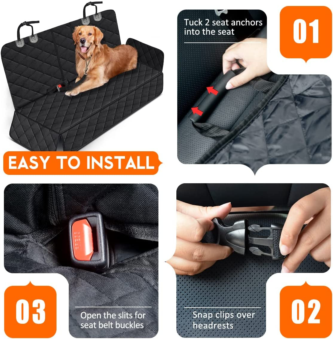 Products​Dog Car Seat Cover, Back Seat Cover for Dogs Pet Car Seat Protector Waterproof Bench Car Seat Cover, Non-Slip Reat Seat Cover Fits Middle Armrest for Most Cars Trucks Suvs - Black -Smartshelf Sales Smartshelf Sales