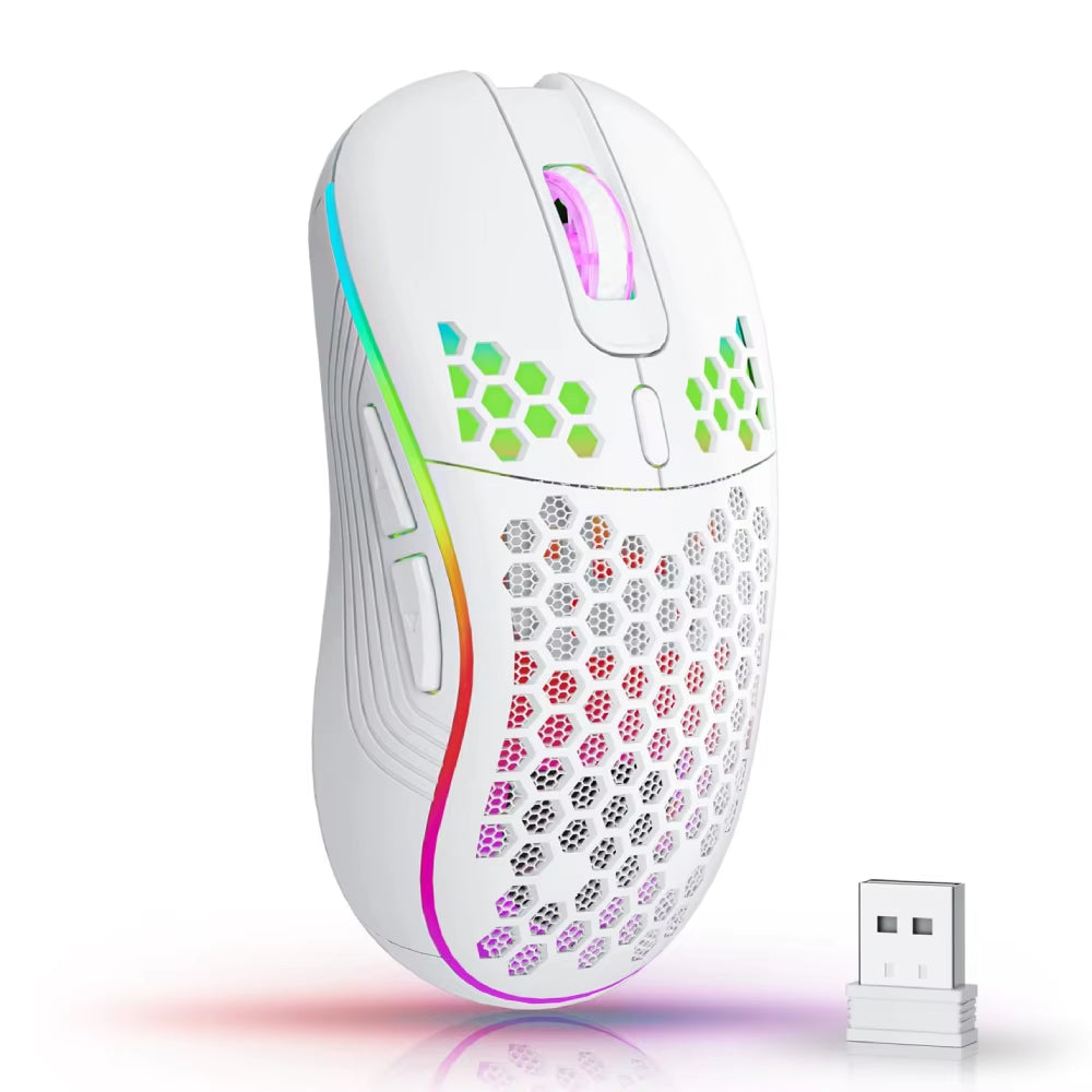 Products​2.4G Wireless Mouse with RGB Backlit 6-Button 3-Speed DPI Type C Rechargeable Ergonomic Honeycomb Design Gaming Mouse -Smartshelf Sales Smartshelf Sales