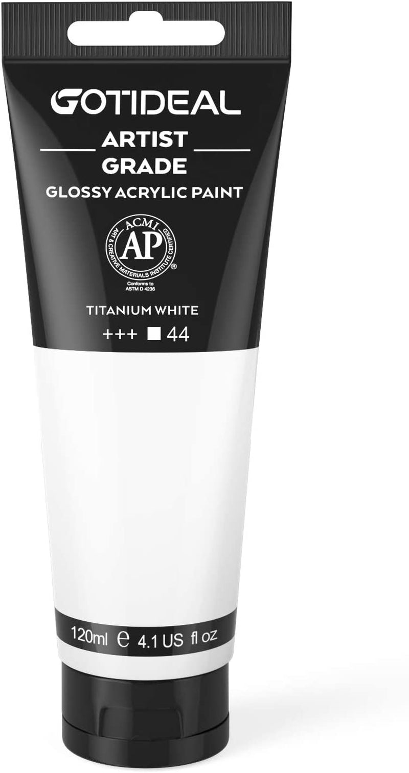 Products​Acrylic Paint Titanium White Tubes(120Ml, 4.1 Oz) Non Toxic Non Fading,Rich Pigments for Painters, Adults & Kids, Ideal for Canvas Wood Clay Fabric Ceramic Craft Supplies (Titanium White) -Smartshelf Sales Smartshelf Sales