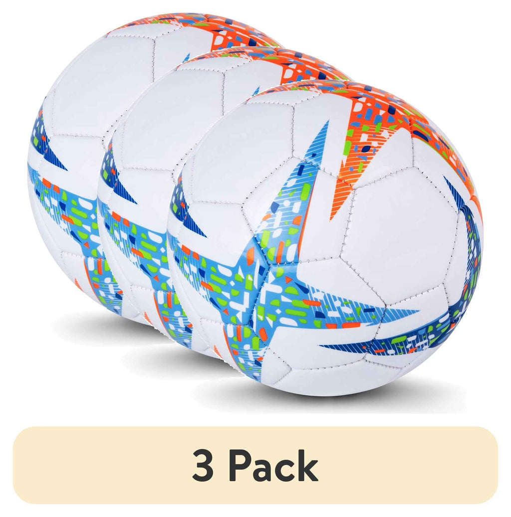 (3 Pack)  6-Inch Mini Size 1 Recreational Soccer Ball, Blue/Orange