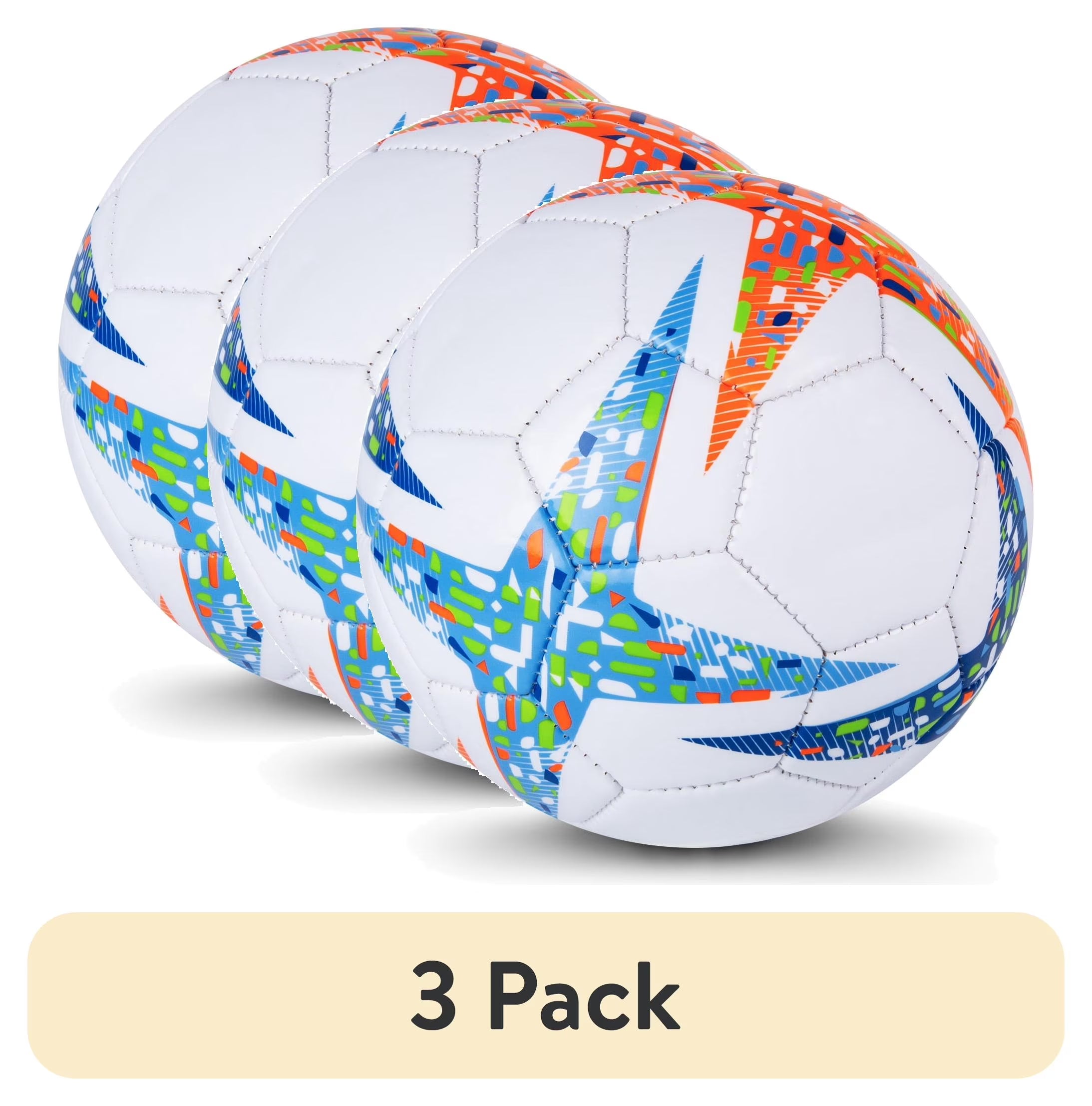(3 Pack)  6-Inch Mini Size 1 Recreational Soccer Ball, Blue/Orange