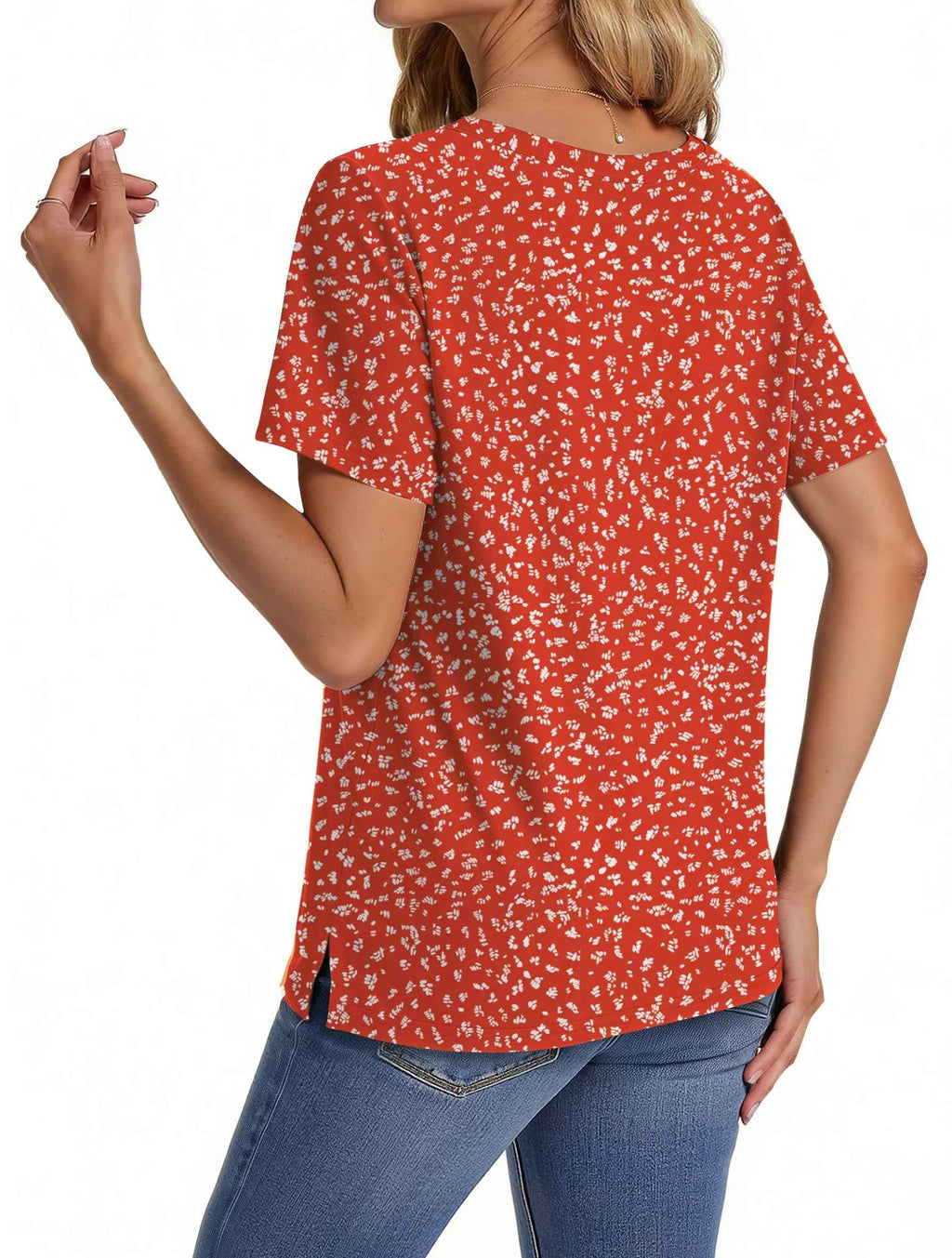 Camisetas Con Cuello En V Para Mujer, Blusas Florales De Verano, Camisetas De Manga Corta, Túnicas Casuales
