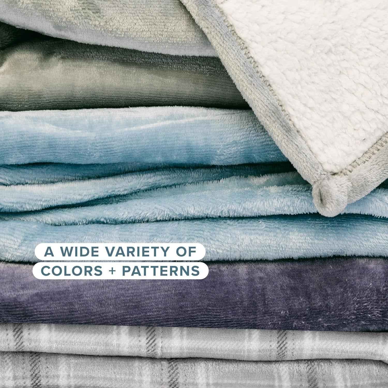 Sherpa Fleece Blanket - Throw/Travel Size - Blanket for Bed, Sofa, and Couch - Warm & Lightweight - Fluffy & Soft - Reversible (Throw/Travel, Oyster)