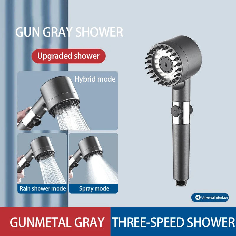 Products​PureFlow High-Pressure Shower Head – 3-Mode Adjustable Spray with Massage Brush Filter for Ultimate Bathroom Relaxation -Smartshelf Sales Smartshelf Sales