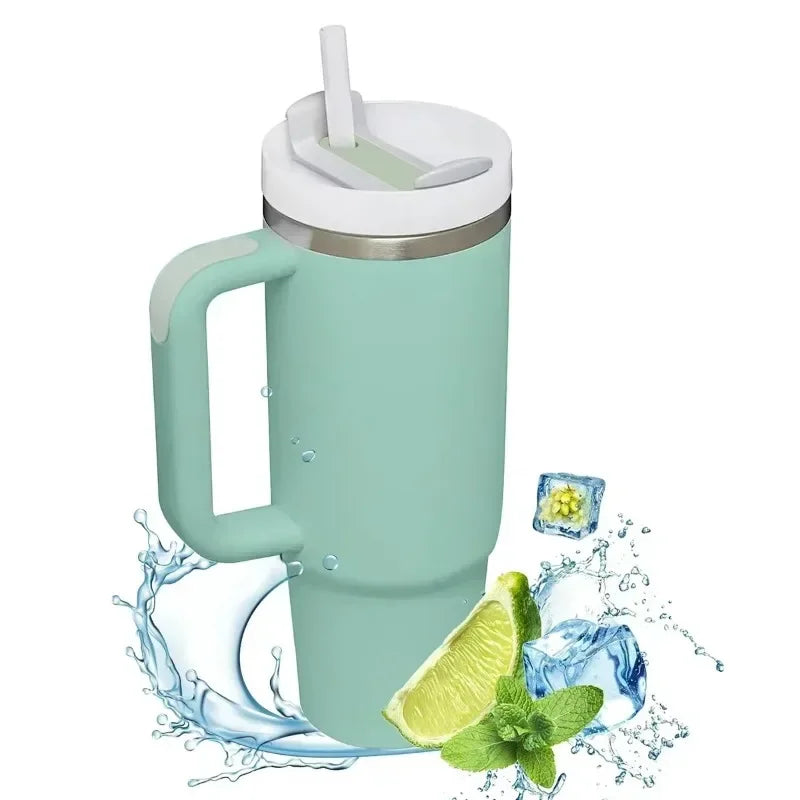 Products​40Oz Insulated Tumbler with Handle Straw Stainless Steel Water Bottle Vacuum Water Cold Warm Thermos Cup Coffee Mug Drinkware -Smartshelf Sales Smartshelf Sales