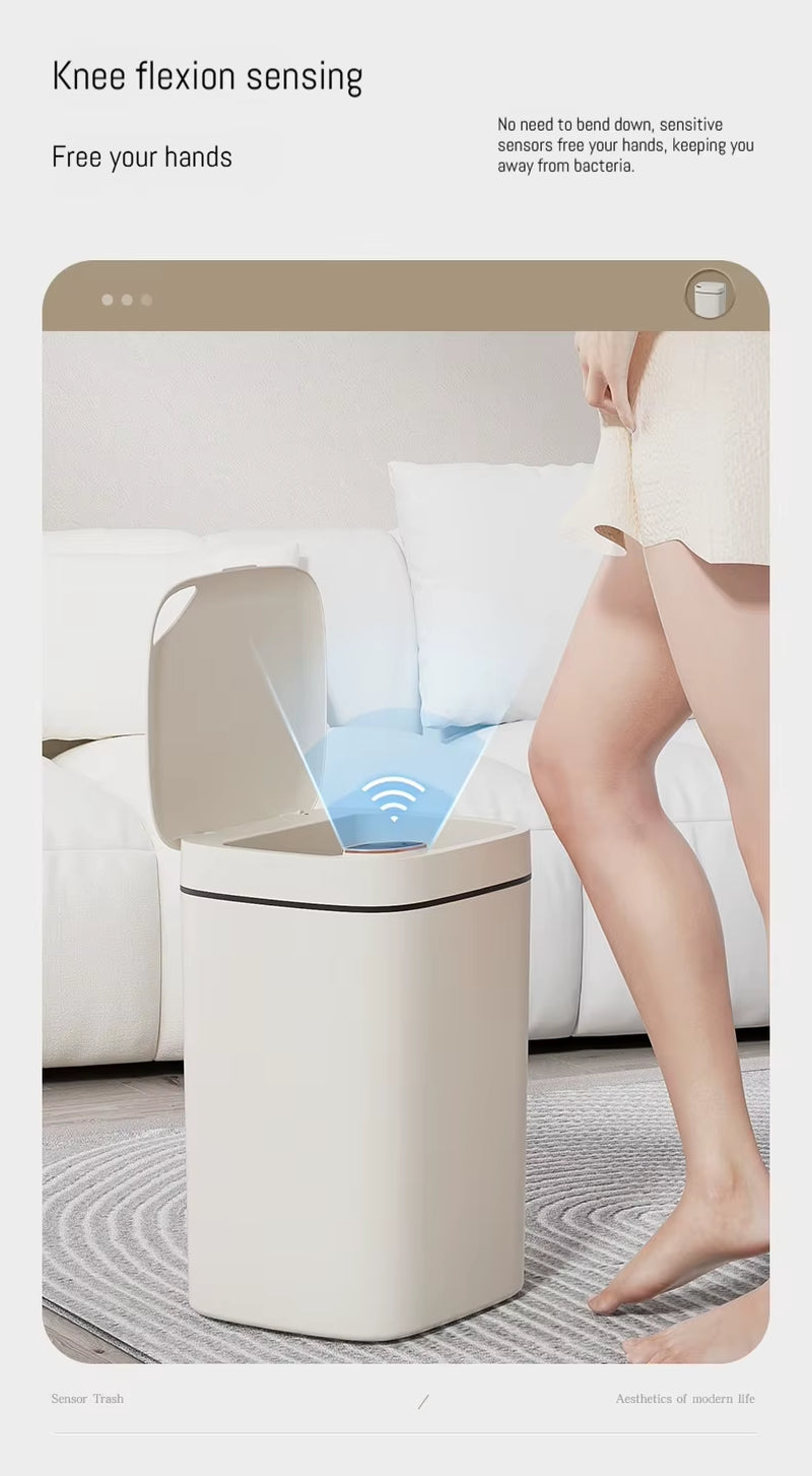 Products​16L Smart Bathroom Trash Can White Non-Contact Narrow Smart Sensor Trash Can Smart Home Automatic Bagging Electronic Trash Can -Smartshelf Sales Smartshelf Sales