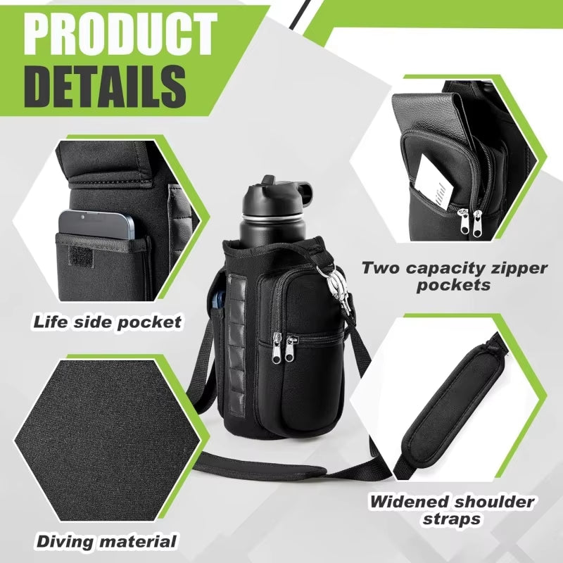 Products​Magnetic Water Bottle Holder Gym Water Bottle Carrier Bag W/ Phone Pocket Handle Shoulder Strap 6 Built-In Magnets Water Bottle -Smartshelf Sales Smartshelf Sales