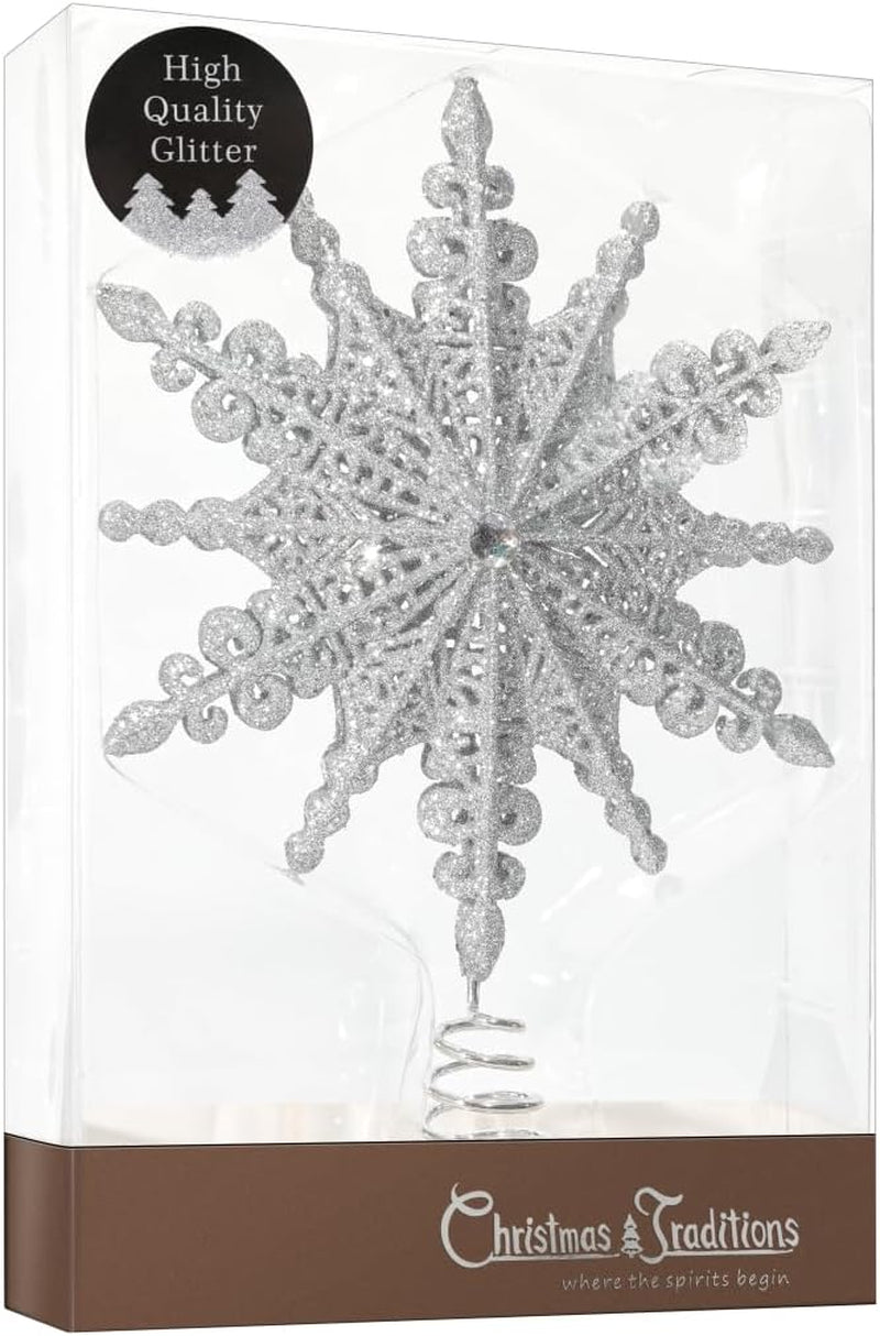 Products​8 Inch Silver Glittered Filigree Christmas Star Tree Topper Star/Home Décor Ornaments (Silver) -Smartshelf Sales Smartshelf Sales