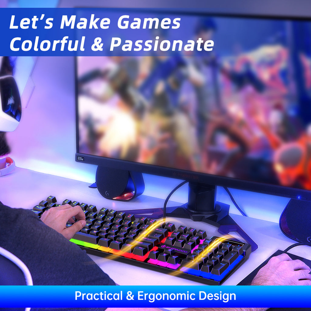 RGB Gaming Keyboard and Mouse Set, LED Backlit