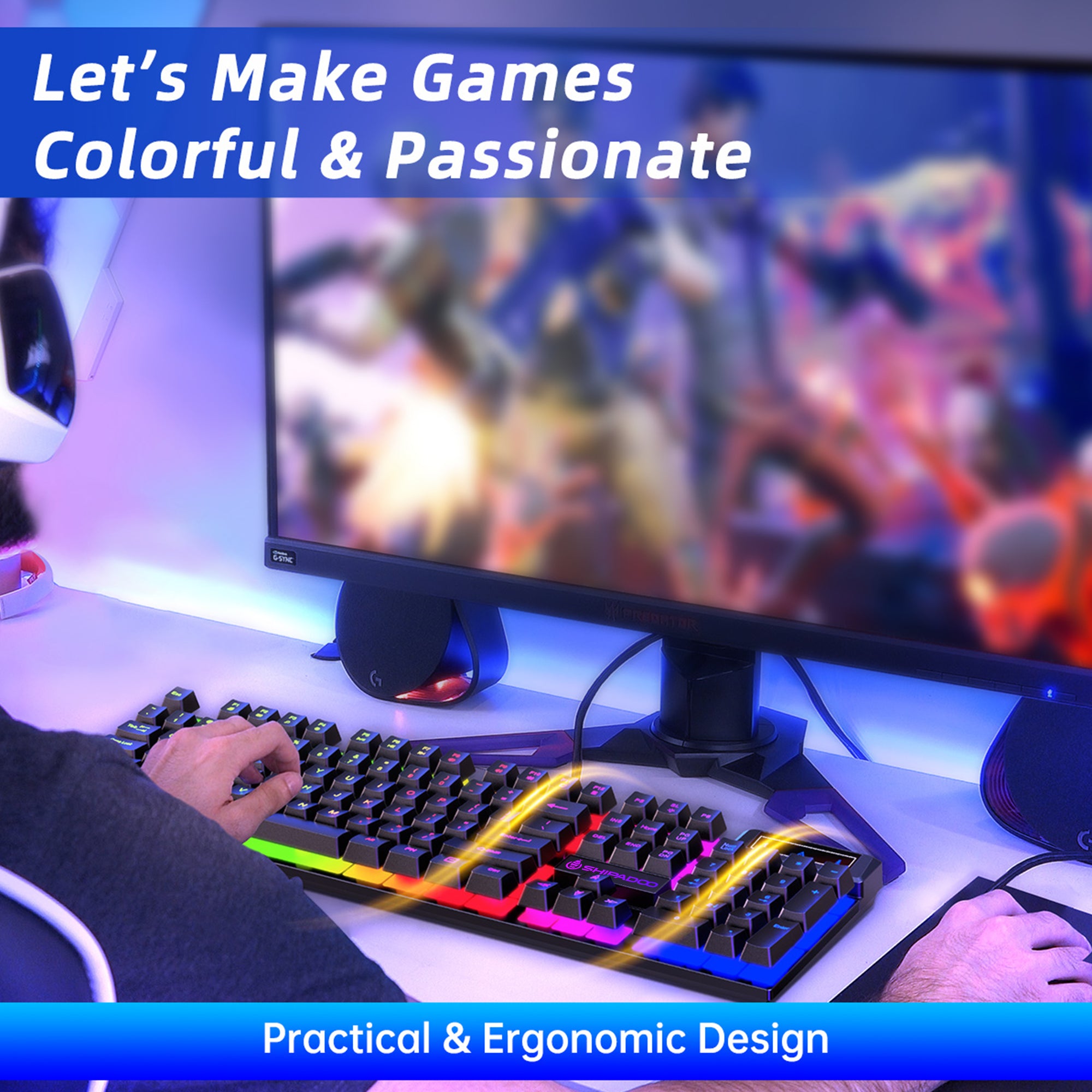 RGB Gaming Keyboard and Mouse Set, LED Backlit